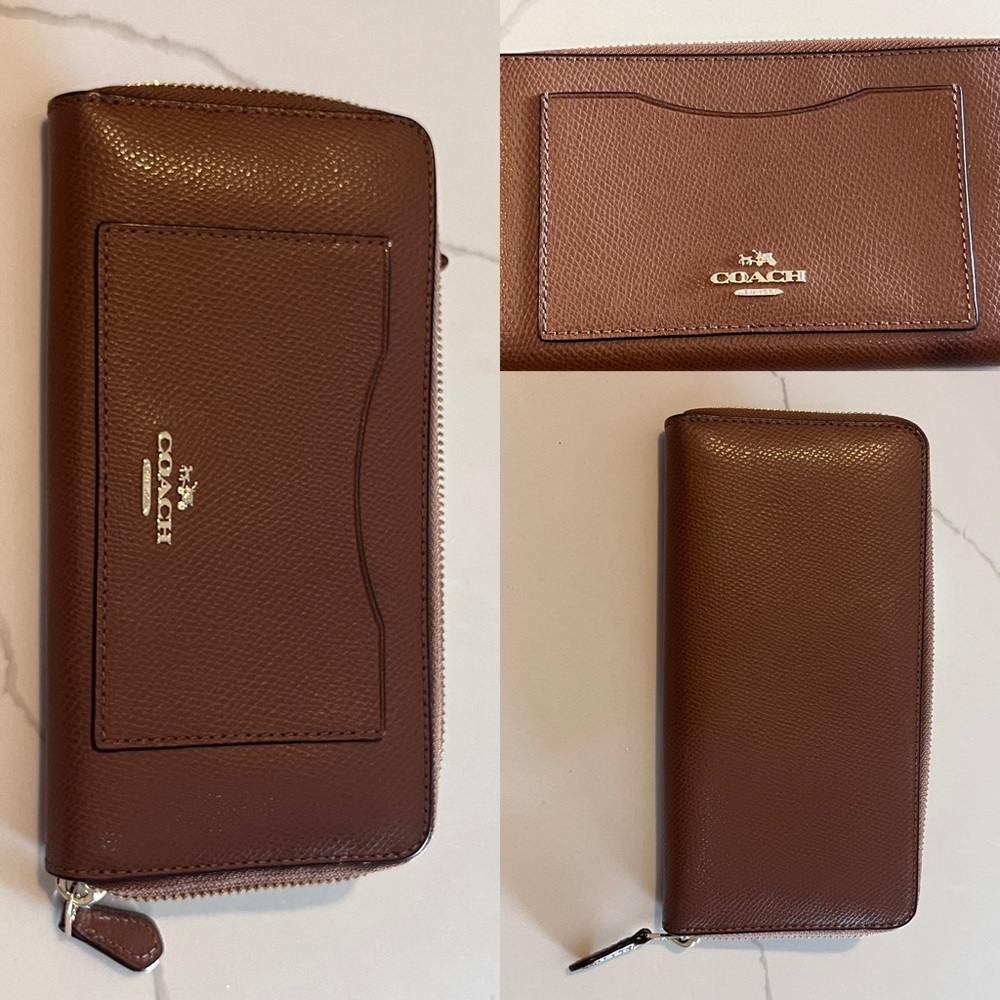 Coach Rich Brown Leather Zip Wallet